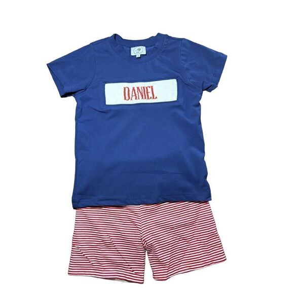 Double the Fun! reversible Laya & Linc Smocked "Daniel" Outfit Set (Size 6, NWOT - Picture 1 of 5